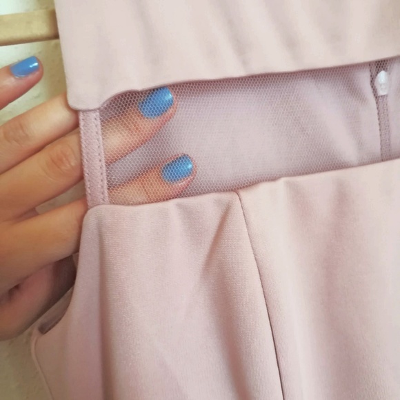 NWOT - Lulus Beige/Nude Mesh Skater Dress - Picture 3 of 4